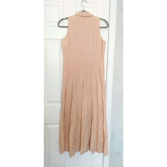 Clifford And Wills Women's Linen Maxi Dress 8 Ivory Tan Button Up Sleeveless - Picture 9 of 9